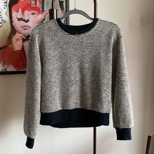 Marine Layer Birdseye Sweatshirt in Black/white Contrast, Size Small